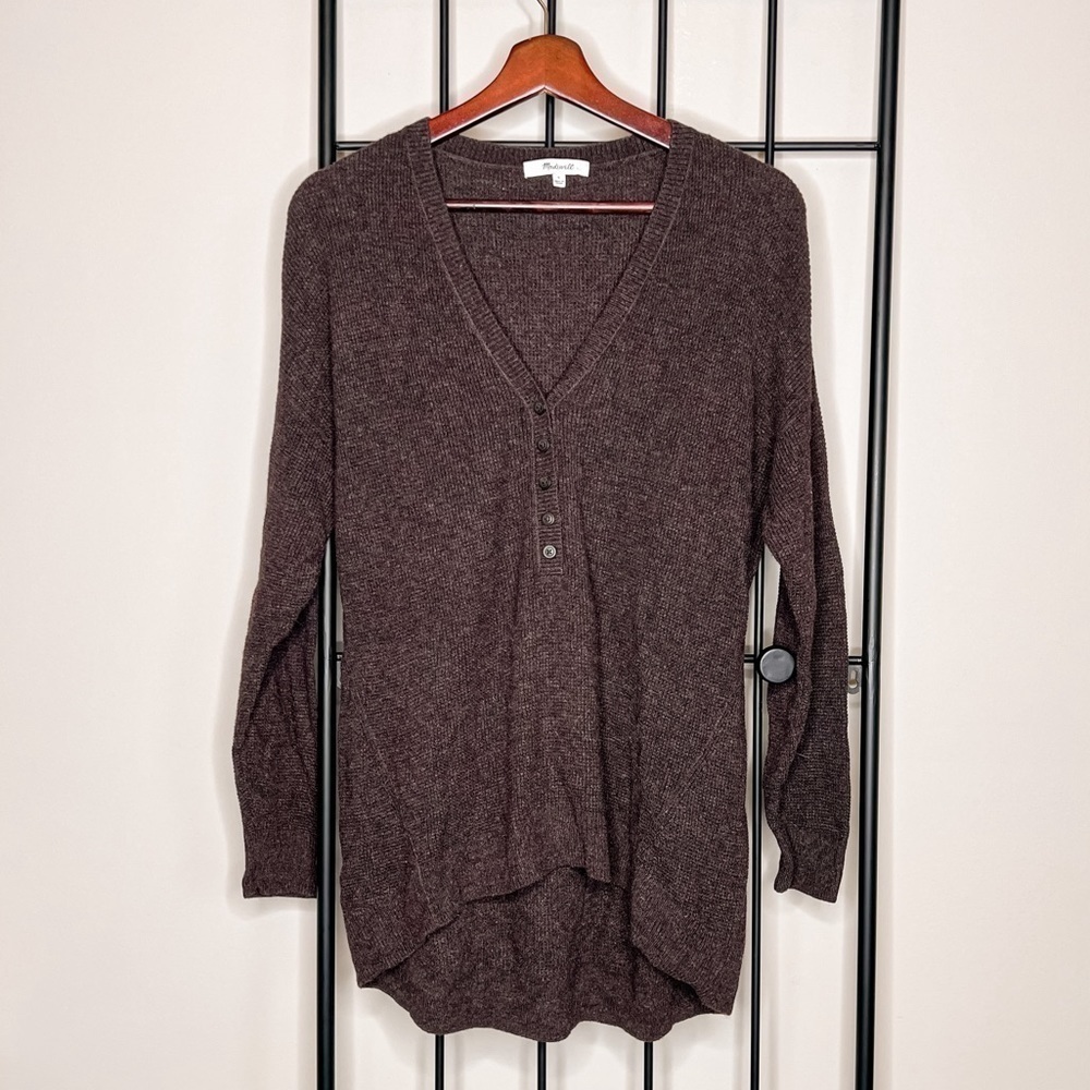 Madewell Asherton Waffle Weave Wool Alpaca Blend Button Down Henley Sweater Sz S